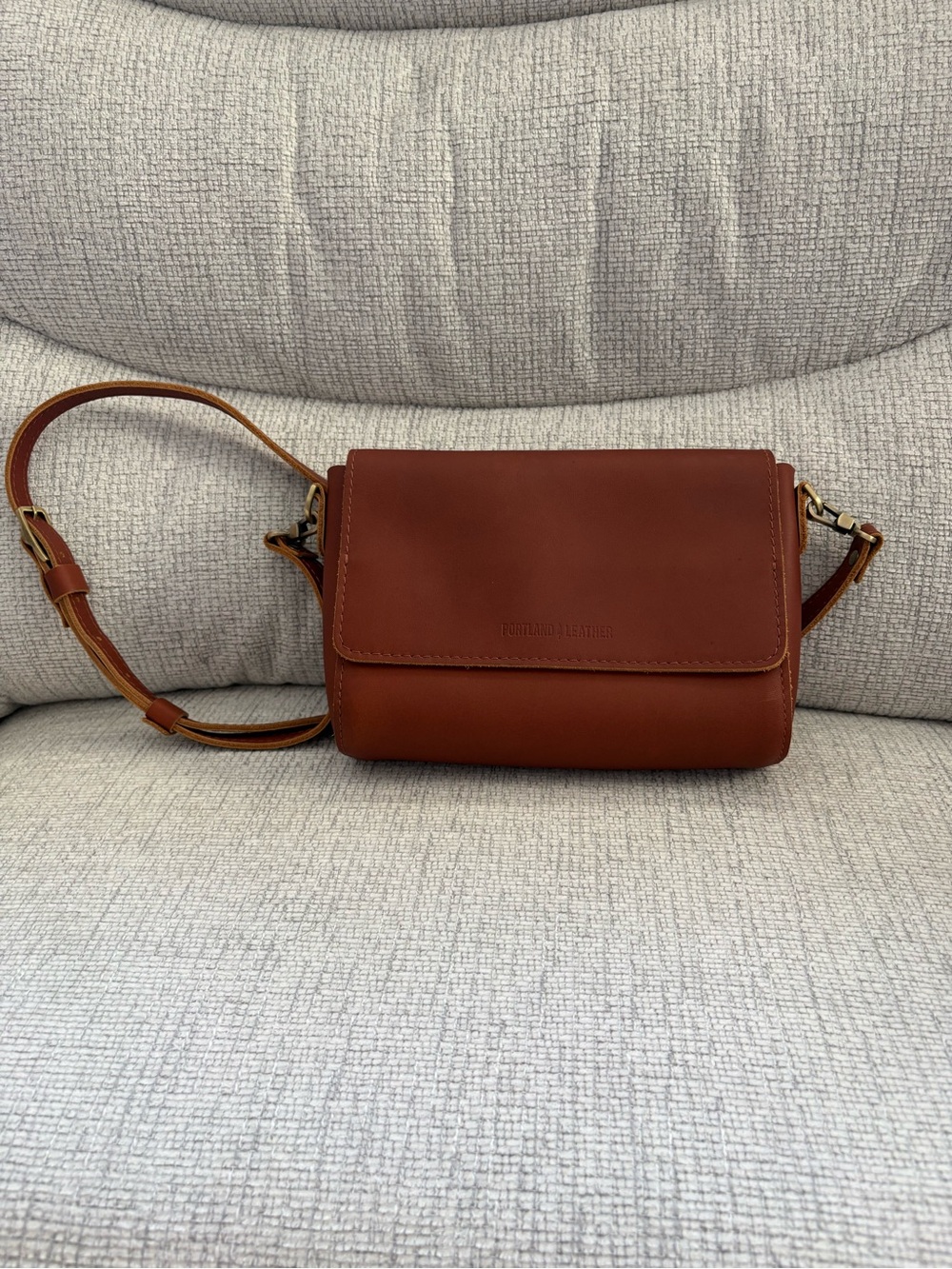Portland leather crossbody honey medium size